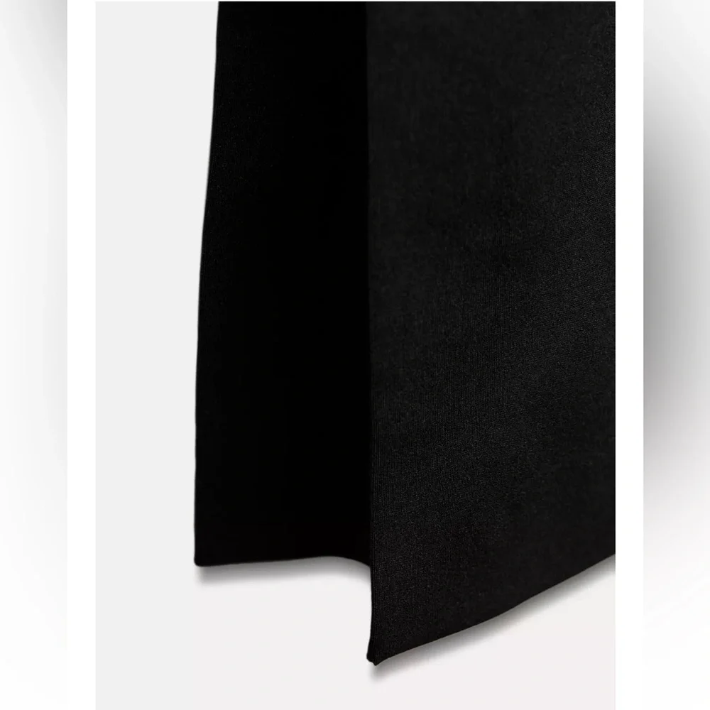 Zara Black Cut Out Midi Dress cotton blend one long sleeve Pleated knot ZW NWT - Picture 13 of 16